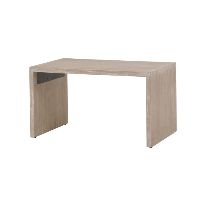 Dovetail Upholstered Coffee Table LiveSmart Gellar Linen, Natural Gray Acacia Coffee Table modern furniture Contempo Furniture