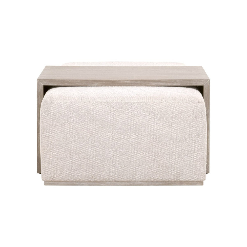 Dovetail Upholstered Coffee Table LiveSmart Gellar Linen, Natural Gray Acacia Coffee Table modern furniture Contempo Furniture