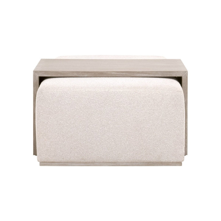 Dovetail Upholstered Coffee Table LiveSmart Gellar Linen, Natural Gray Acacia Coffee Table modern furniture Contempo Furniture