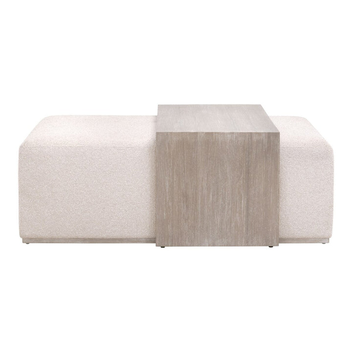 Dovetail Upholstered Coffee Table LiveSmart Gellar Linen, Natural Gray Acacia Coffee Table modern furniture Contempo Furniture