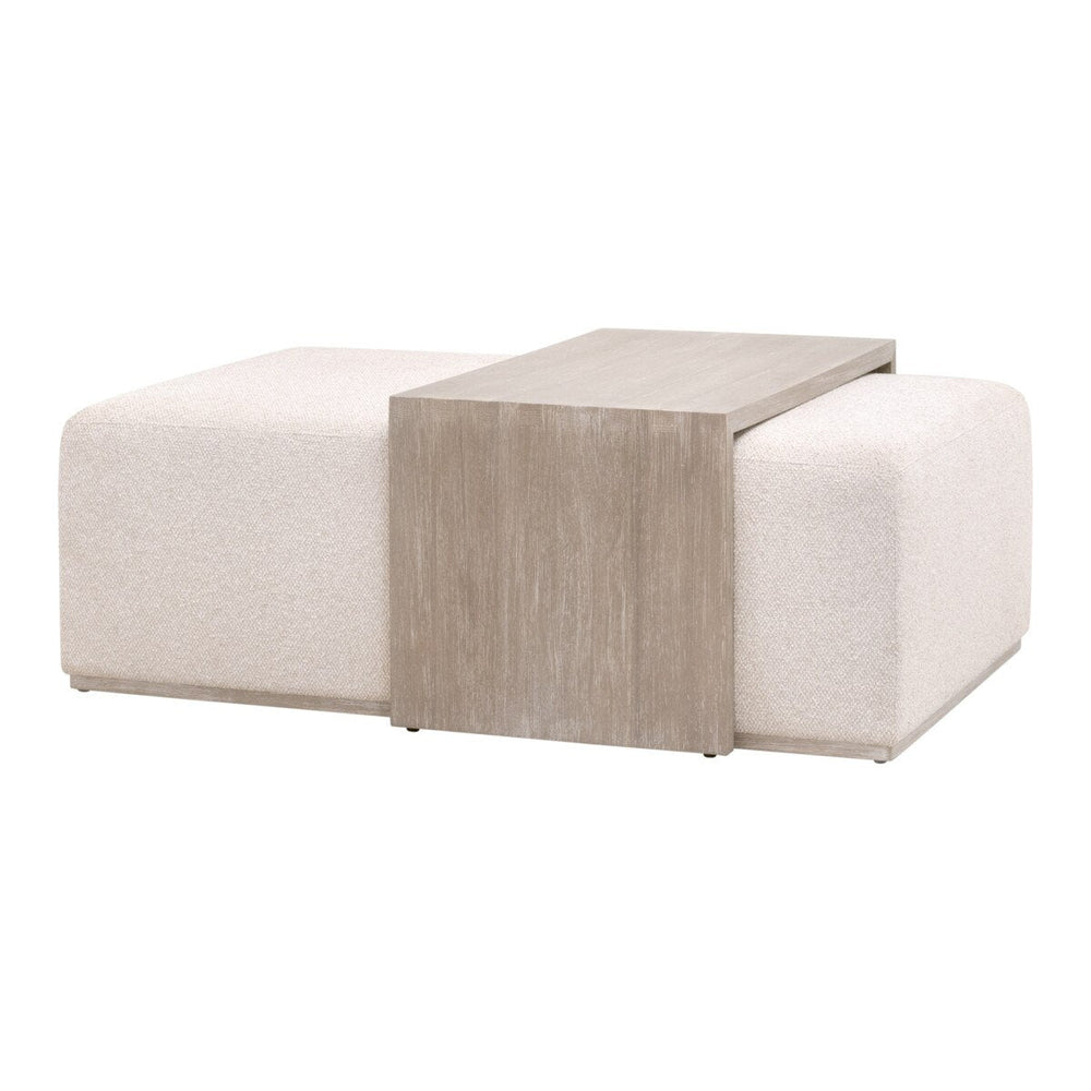 Dovetail Upholstered Coffee Table LiveSmart Gellar Linen, Natural Gray Acacia Coffee Table modern furniture Contempo Furniture