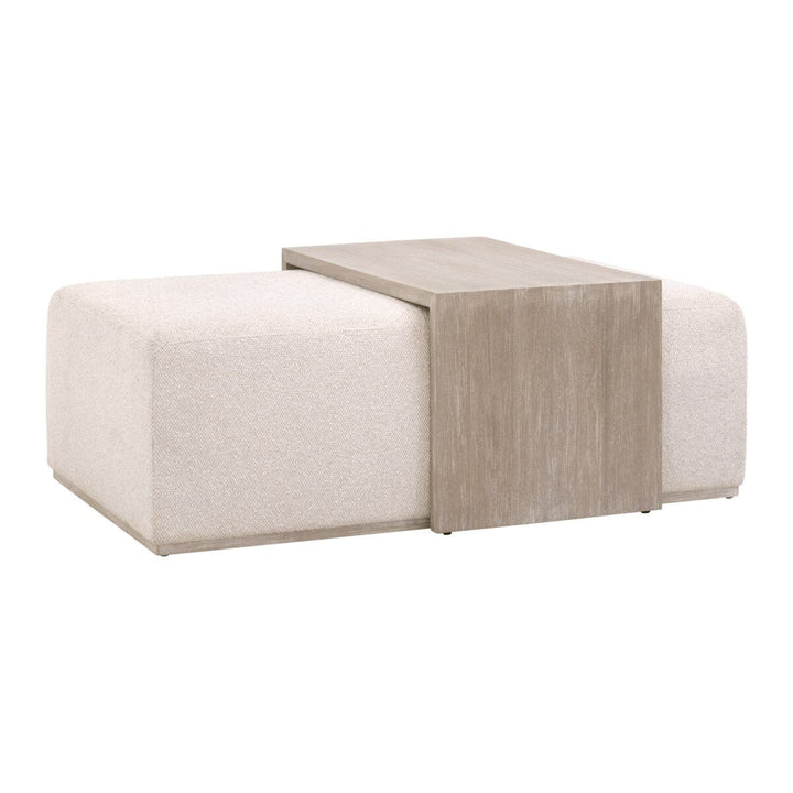 Dovetail Upholstered Coffee Table LiveSmart Gellar Linen, Natural Gray Acacia Coffee Table modern furniture Contempo Furniture