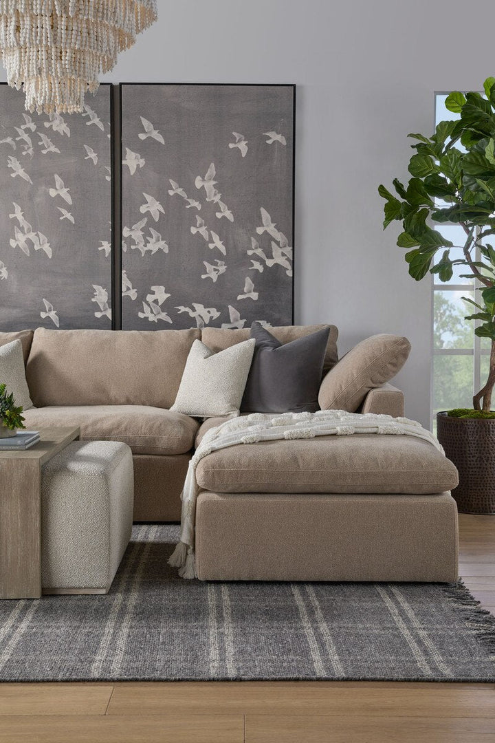 Dovetail Upholstered Coffee Table LiveSmart Gellar Linen, Natural Gray Acacia Coffee Table modern furniture Contempo Furniture