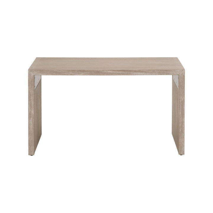 Dovetail Upholstered Coffee Table LiveSmart Gellar Linen, Natural Gray Acacia Coffee Table modern furniture Contempo Furniture