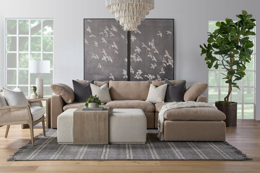 Dovetail Upholstered Coffee Table LiveSmart Gellar Linen, Natural Gray Acacia Coffee Table modern furniture Contempo Furniture