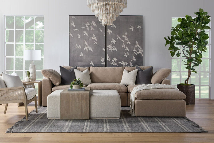 Dovetail Upholstered Coffee Table LiveSmart Gellar Linen, Natural Gray Acacia Coffee Table modern furniture Contempo Furniture