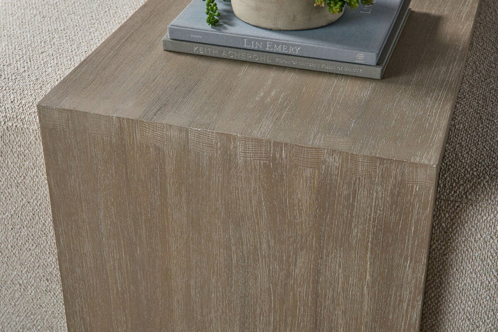 Dovetail Upholstered Coffee Table LiveSmart Gellar Linen, Natural Gray Acacia Coffee Table modern furniture Contempo Furniture