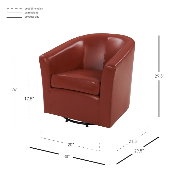 Hayden Bonded Leather Swivel Accent Arm Chair - Pumpkin - view 2