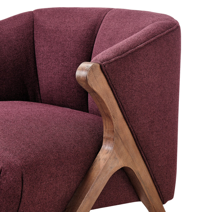 Florence Fabric Accent Chair Brown Legs - Havana Maroon - view 10