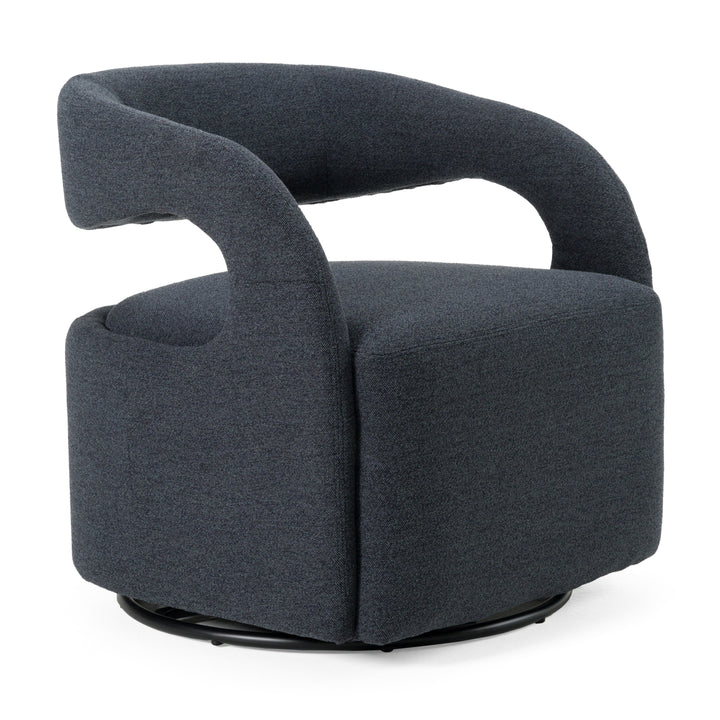 Dowsett  Modern Charcoal Fabric Swivel Accent Chair