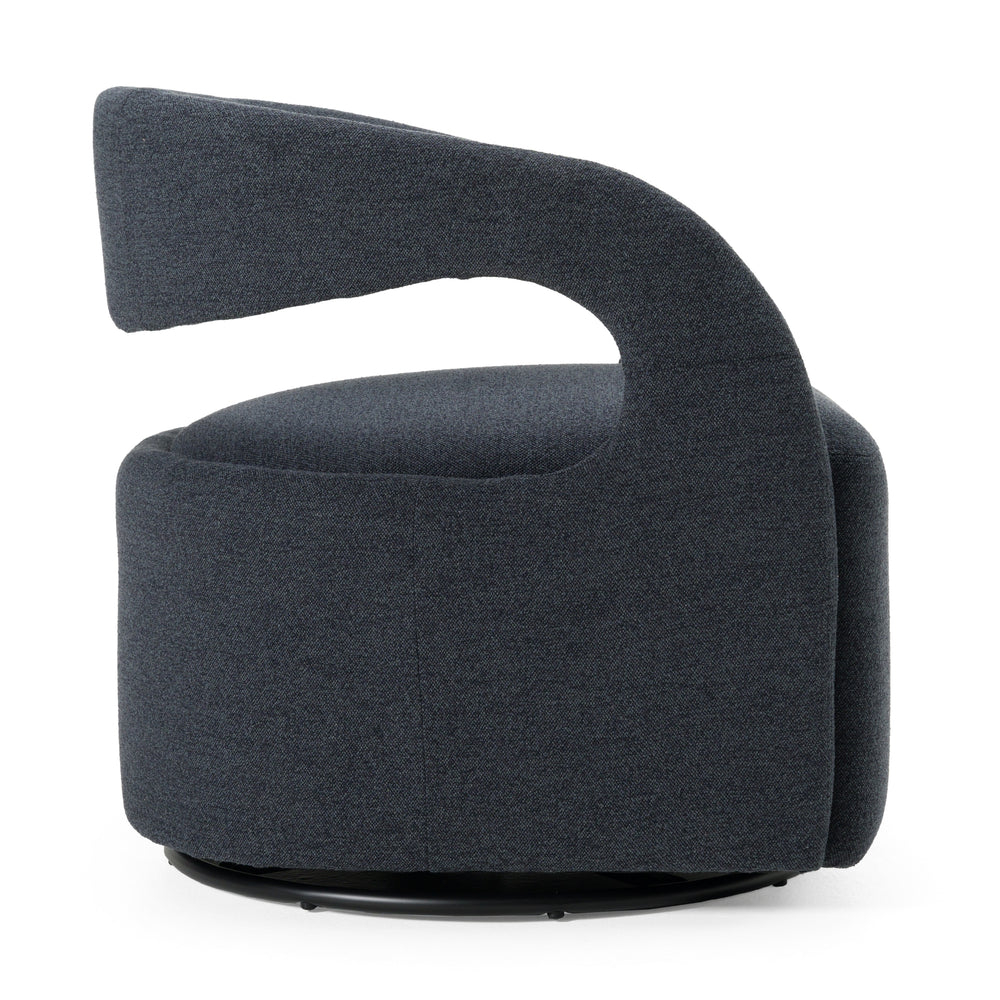 Dowsett - Modern Charcoal Fabric Swivel Accent Chair - View 2