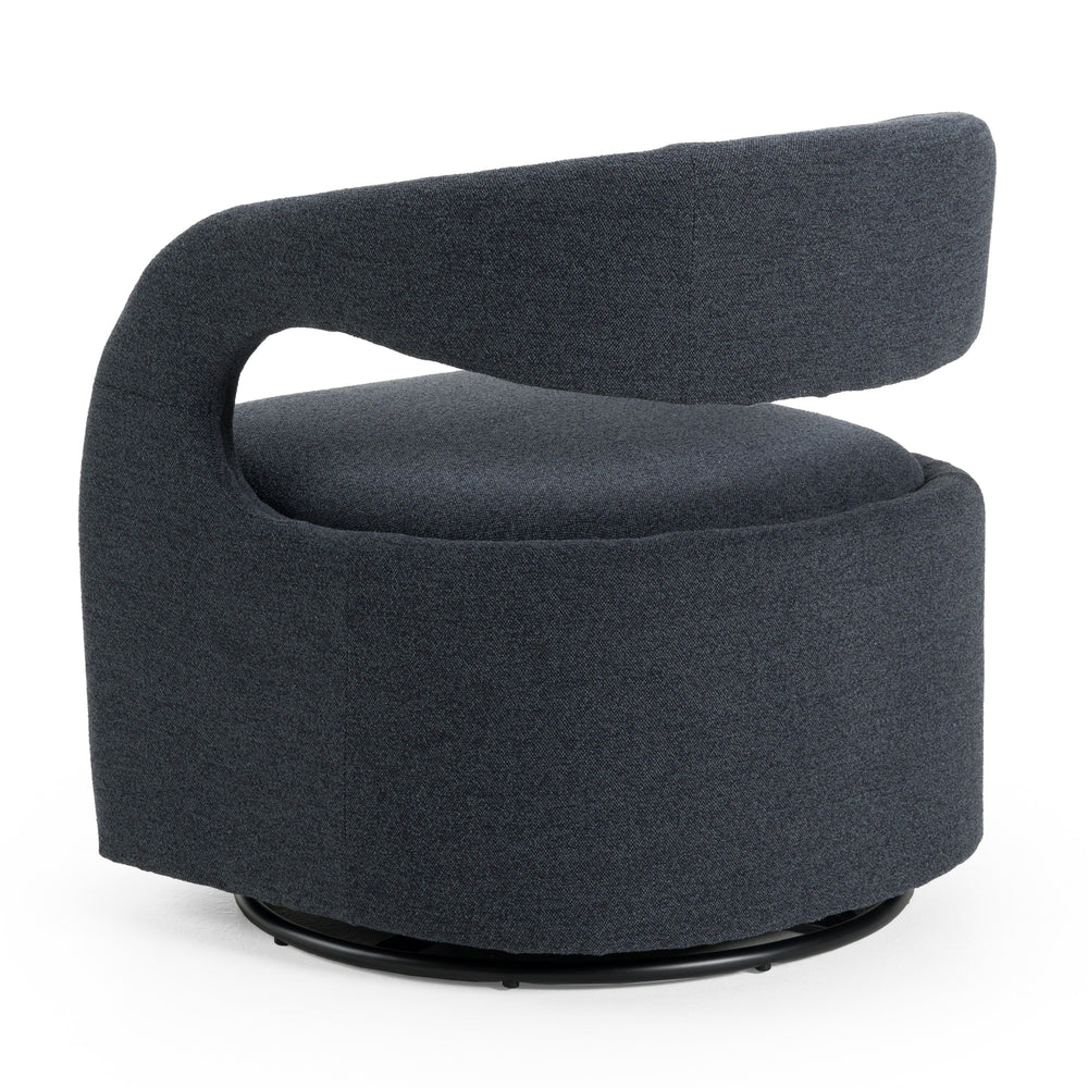 Dowsett - Modern Charcoal Fabric Swivel Accent Chair - View 6