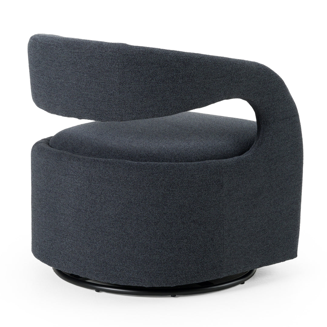Dowsett  Modern Charcoal Fabric Swivel Accent Chair