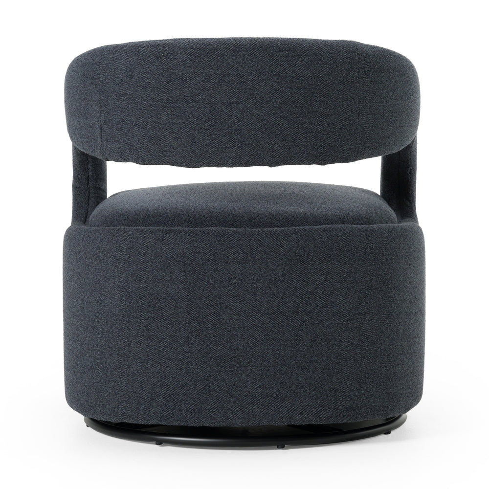 Dowsett - Modern Charcoal Fabric Swivel Accent Chair - View 3