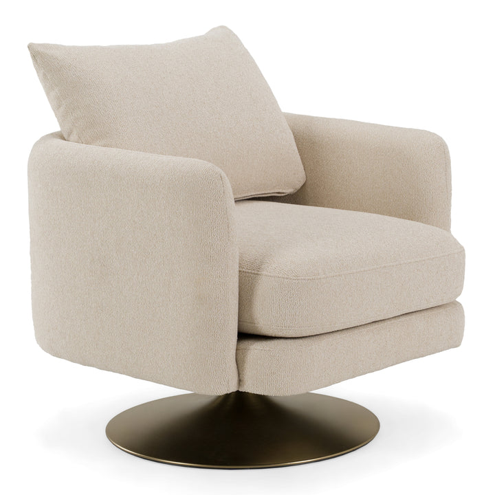 Doyle - Modern Cream Fabric + Gold Accent Chair