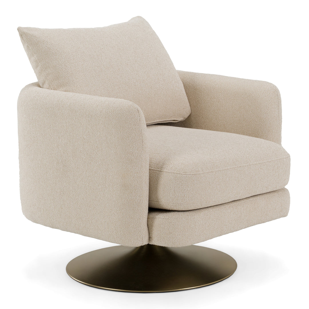 Doyle - Modern Cream Fabric + Gold Accent Chair