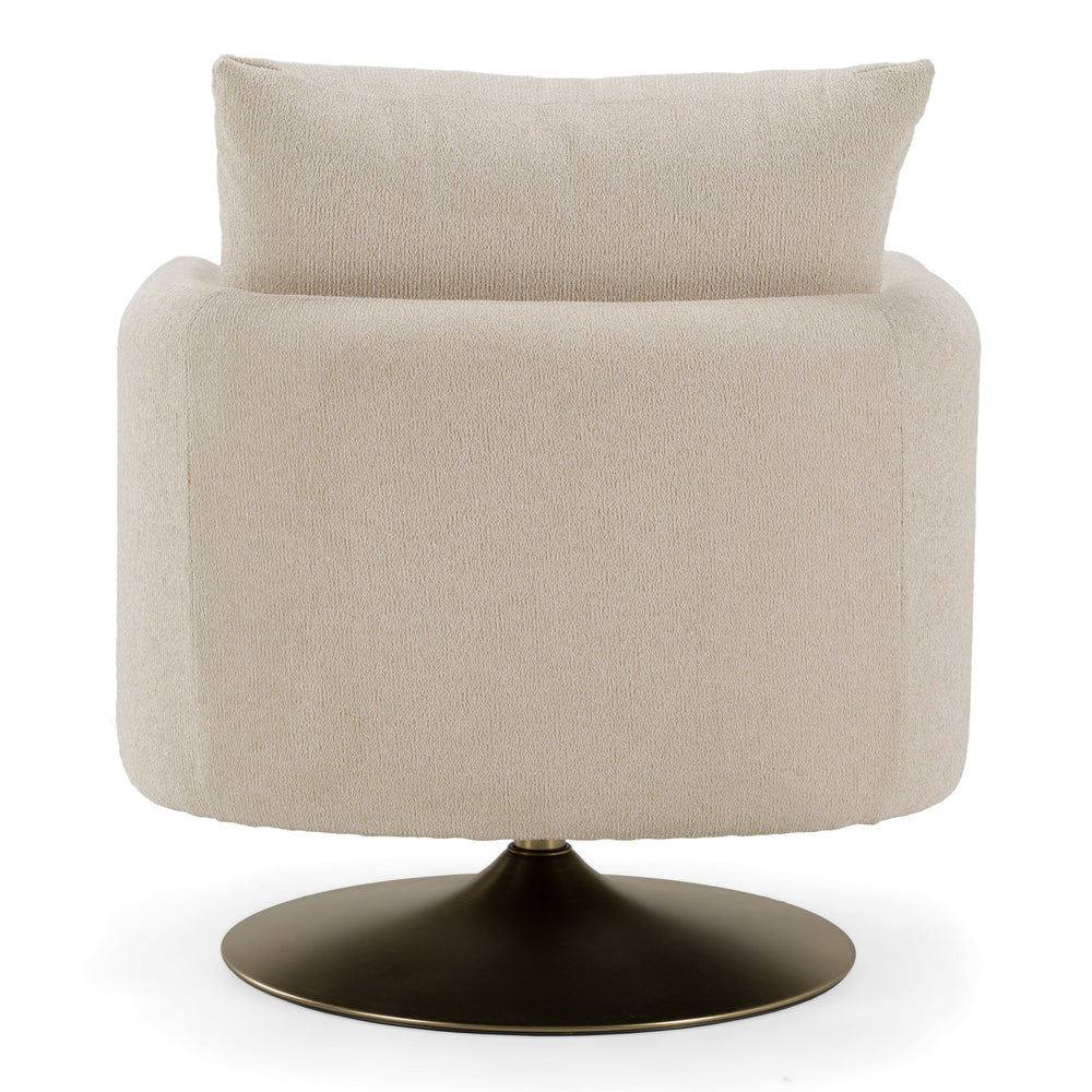 Doyle - Modern Cream Fabric + Gold Accent Chair - View 3