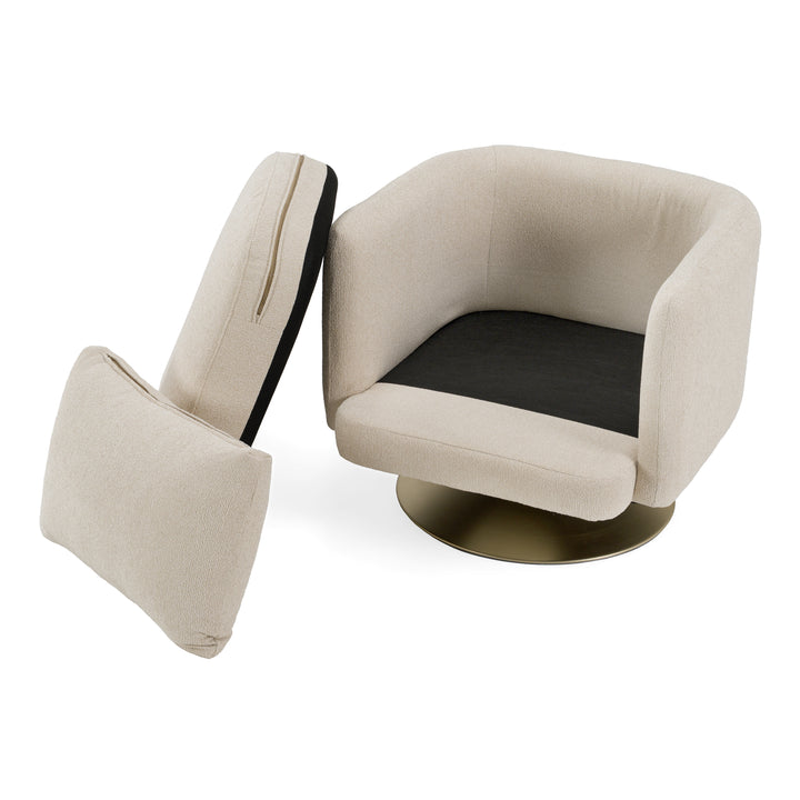 Doyle - Modern Cream Fabric + Gold Accent Chair
