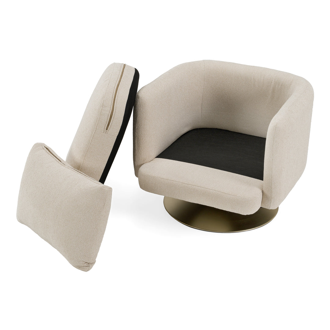 Doyle - Modern Cream Fabric + Gold Accent Chair