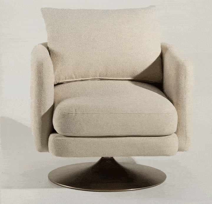 Doyle - Modern Cream Fabric + Gold Accent Chair