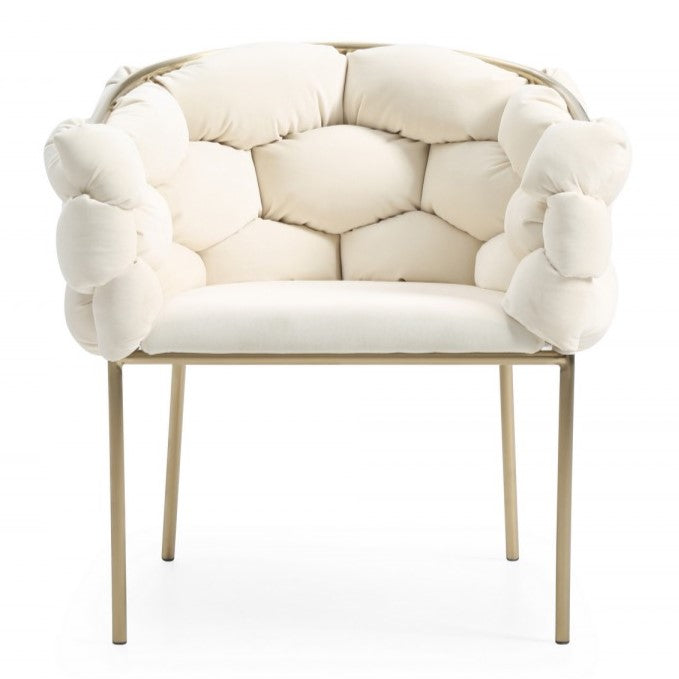 Debra Modern Off-White Fabric Dining Chair