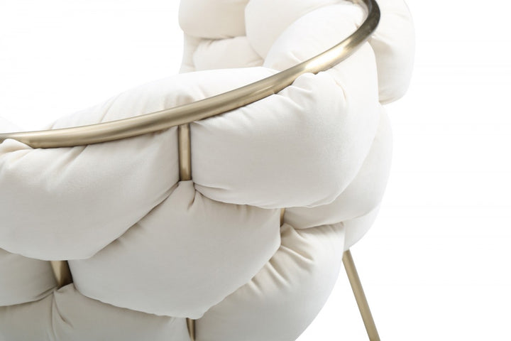 Debra Modern Off-White Fabric Dining Chair