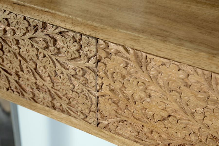Draco - 2 - Drawer Console Table Hand Carved Details - Natural Console Table modern furniture Contempo Furniture