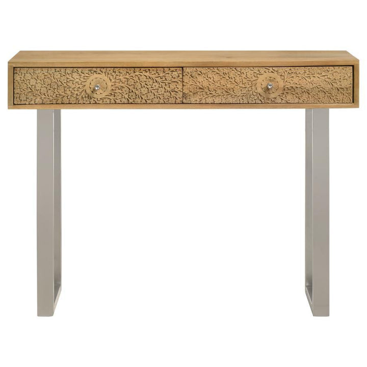 Draco - 2 - Drawer Console Table Hand Carved Details - Natural Console Table modern furniture Contempo Furniture