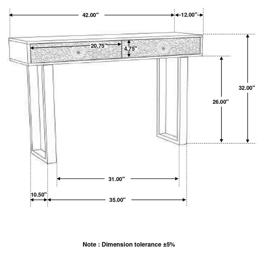 Draco - 2 - Drawer Console Table Hand Carved Details - Natural Console Table modern furniture Contempo Furniture