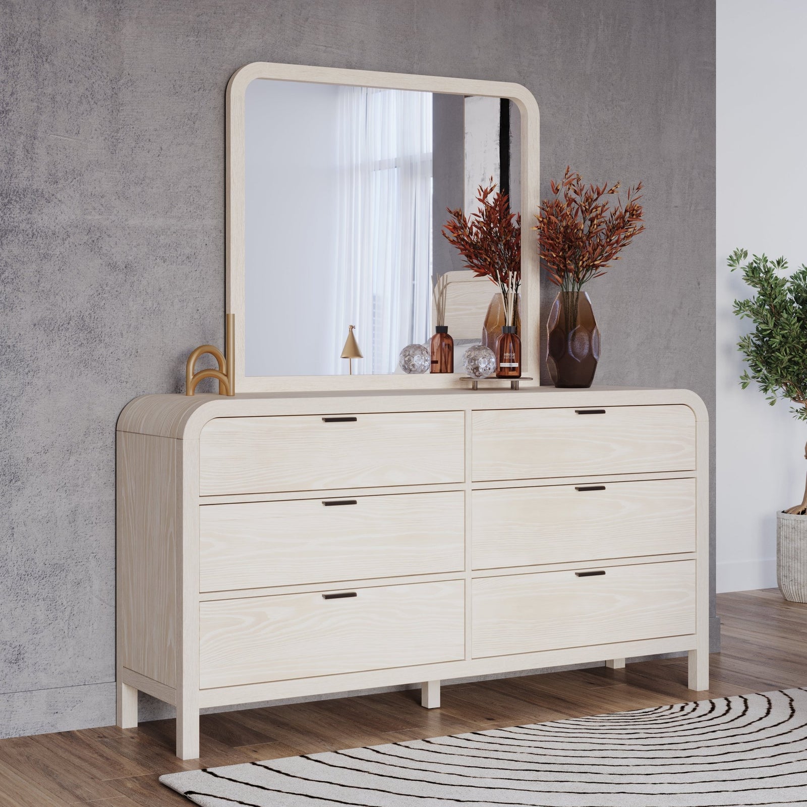 Drake Beveled Glass Wall or Dresser Mirror in Sugar Mirror modern furniture Contempo Furniture