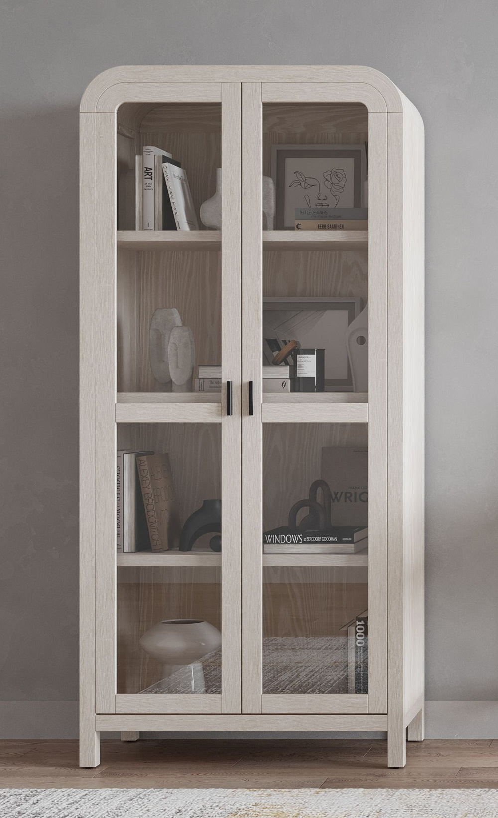 Drake Glass Door Wooden Bookcase in Sugar Bookcase modern furniture Contempo Furniture