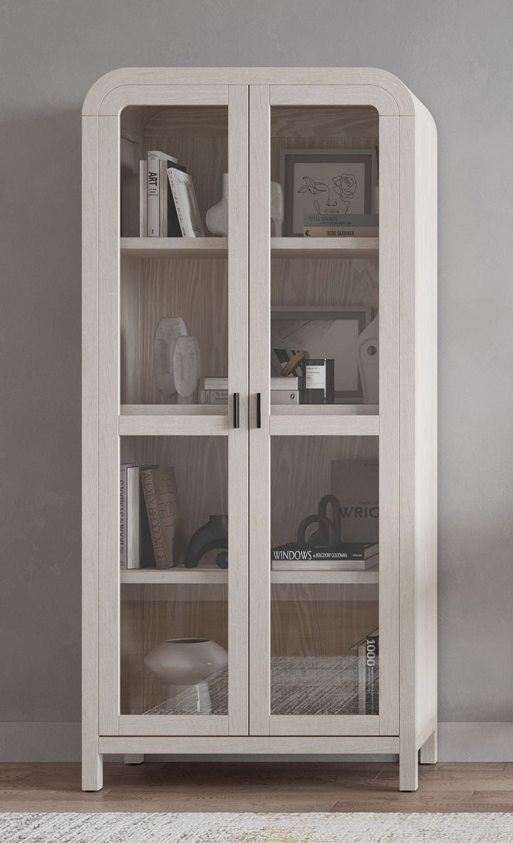 Drake Glass Door Wooden Bookcase in Sugar Bookcase modern furniture Contempo Furniture