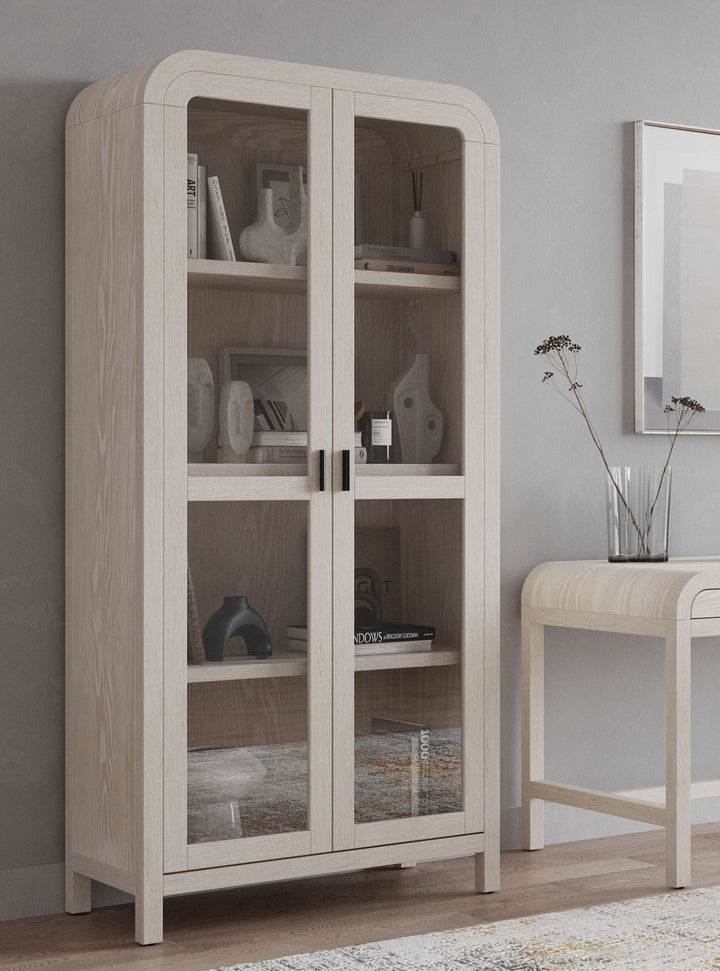 Drake Glass Door Wooden Bookcase in Sugar Bookcase modern furniture Contempo Furniture