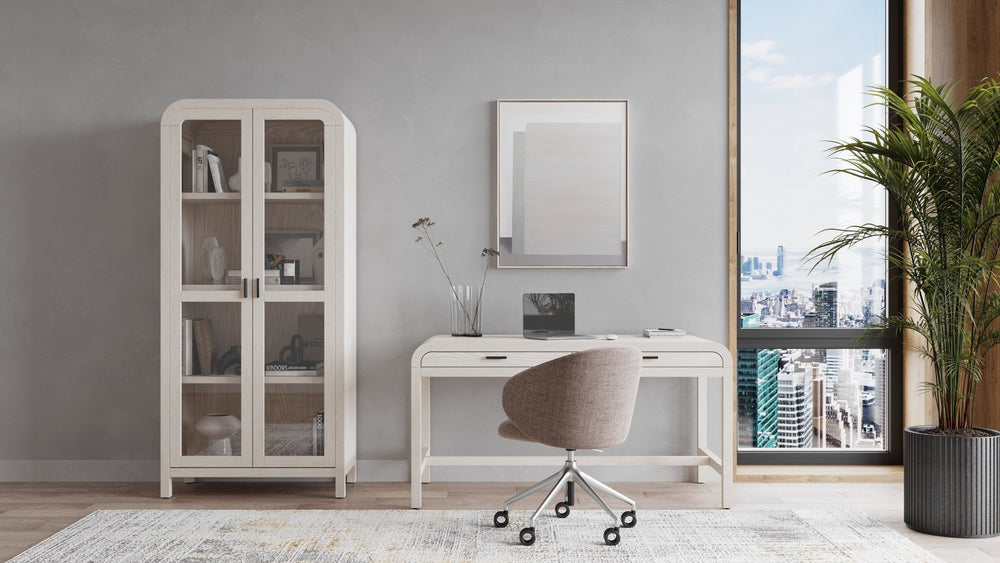 Drake Glass Door Wooden Bookcase in Sugar Bookcase modern furniture Contempo Furniture