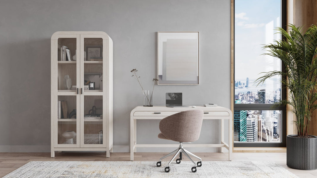 Drake Glass Door Wooden Bookcase in Sugar Bookcase modern furniture Contempo Furniture
