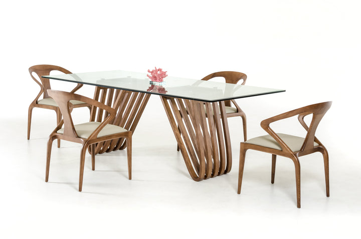 Draper Mid-Century Walnut &amp; Glass Dining Table
