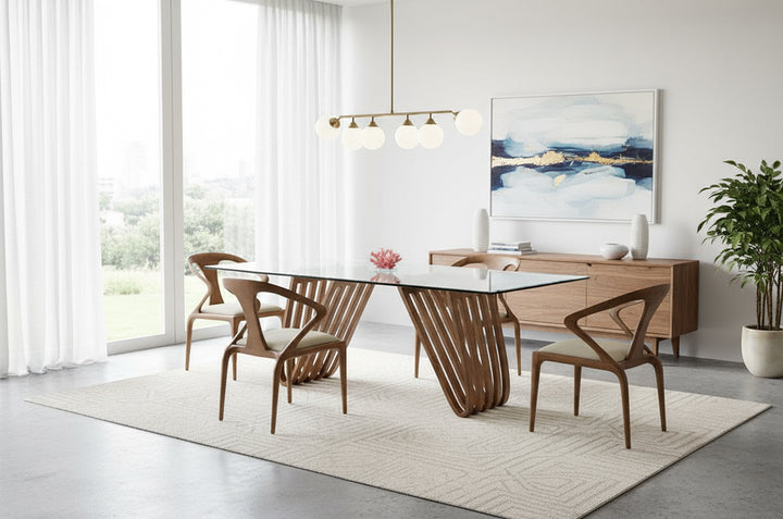 Draper Mid-Century Walnut &amp; Glass Dining Table
