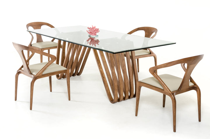 Draper Mid-Century Walnut &amp; Glass Dining Table