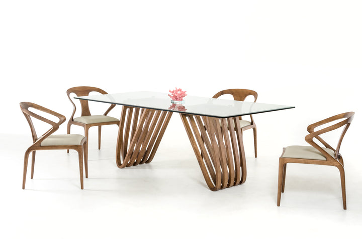 Draper Mid-Century Walnut &amp; Glass Dining Table