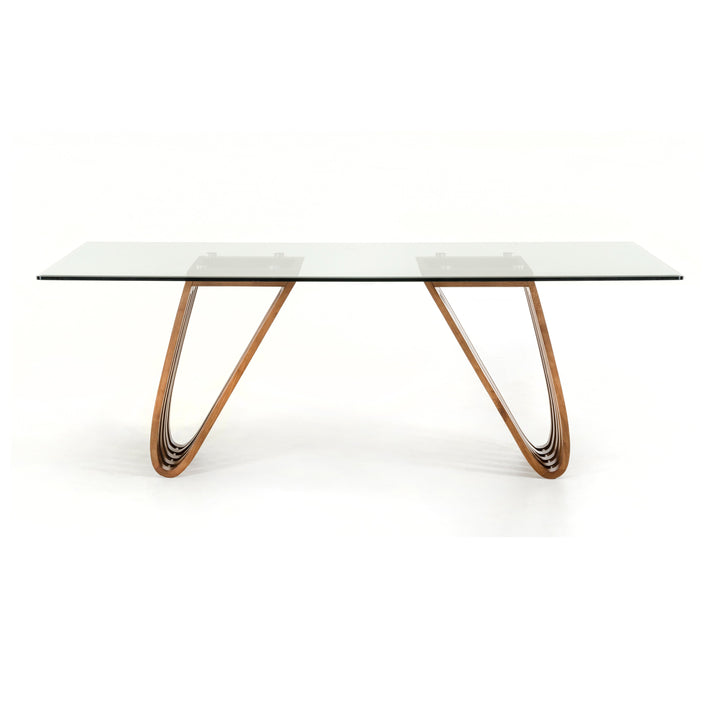 Draper Mid-Century Walnut &amp; Glass Dining Table