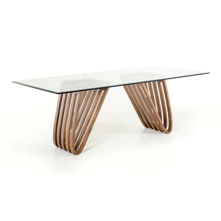 Draper Mid-Century Walnut &amp; Glass Dining Table