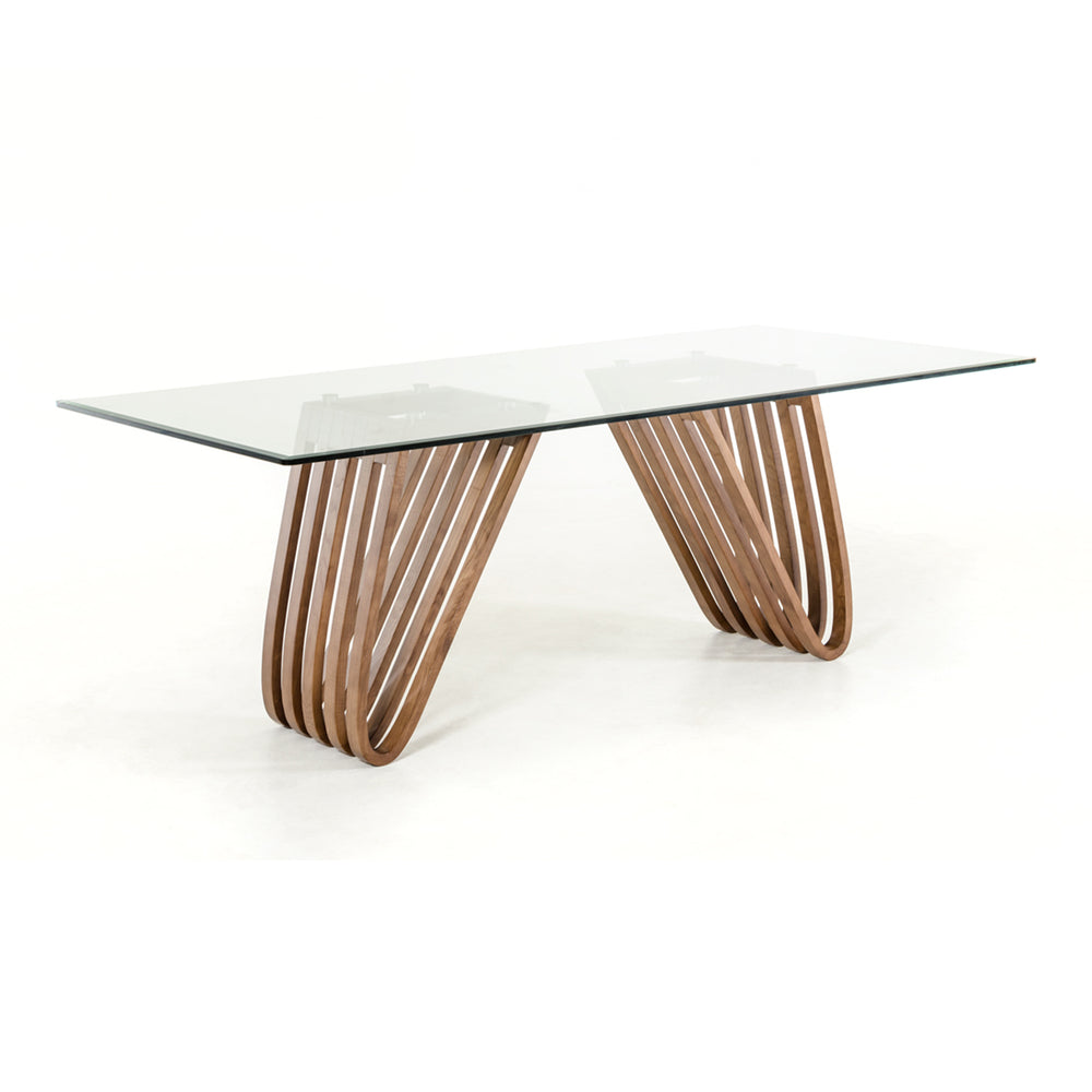 Draper Mid-Century Walnut & Glass Dining Table - View 9