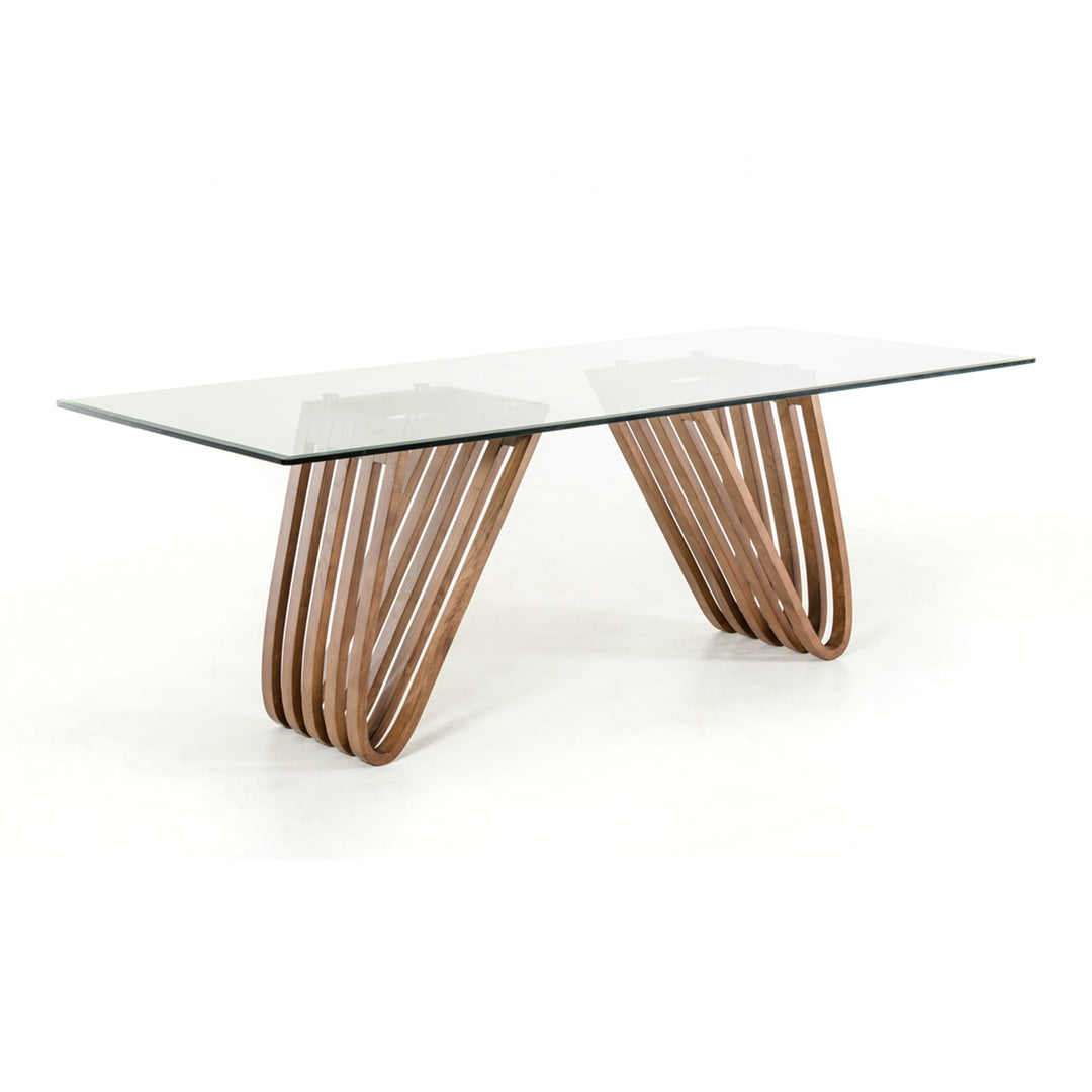 Draper Mid-Century Walnut & Glass Dining Table