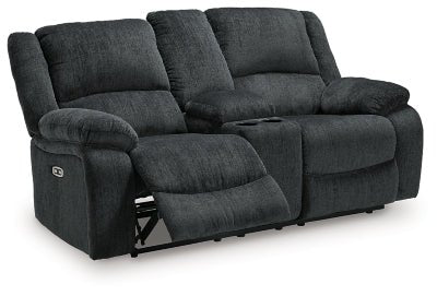 Draycoll Power Reclining Loveseat with Console - Dark Gray Reclining Loveseat modern furniture Contempo Furniture
