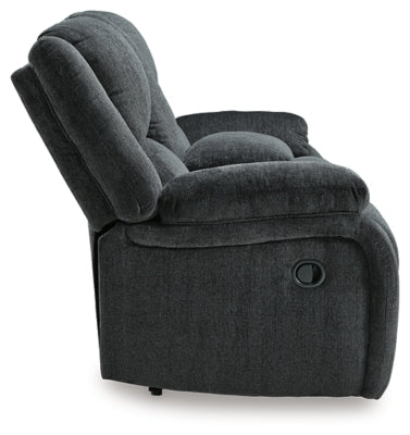 Draycoll Reclining Loveseat with Console - Dark Gray Reclining Loveseat modern furniture Contempo Furniture