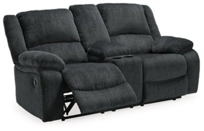 Draycoll Reclining Loveseat with Console - Dark Gray Reclining Loveseat modern furniture Contempo Furniture