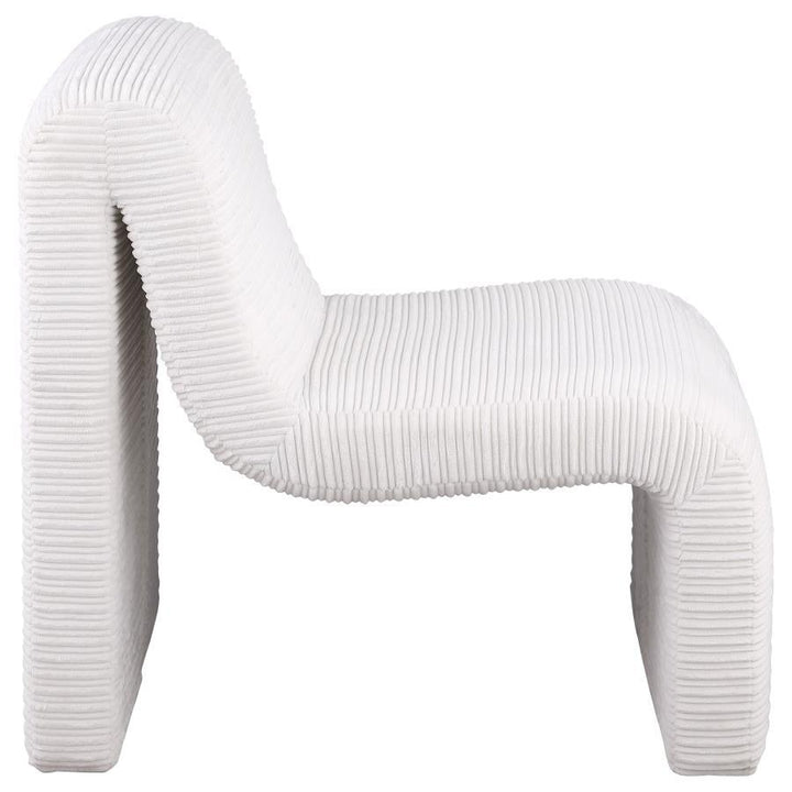 Drayton - Upholstered Curved Armless Accent Chair - Ivory Armless Chair modern furniture Contempo Furniture