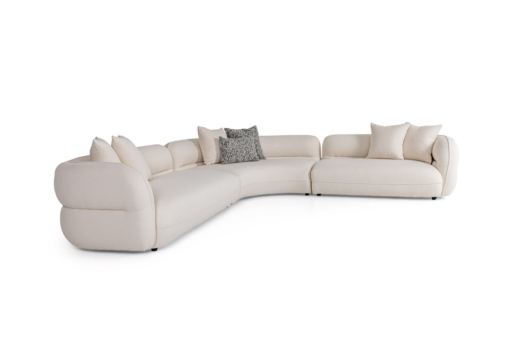 Drayton - Modern Off-White Fabric Sectional Sofa