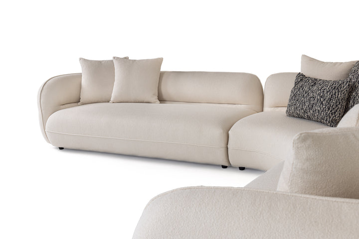 Drayton - Modern Off-White Fabric Sectional Sofa