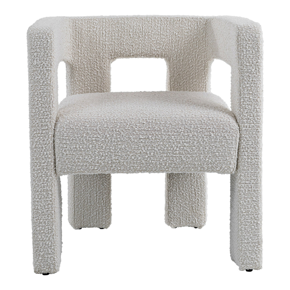 Drea - Modern White Fabric Dining Chair - View 9